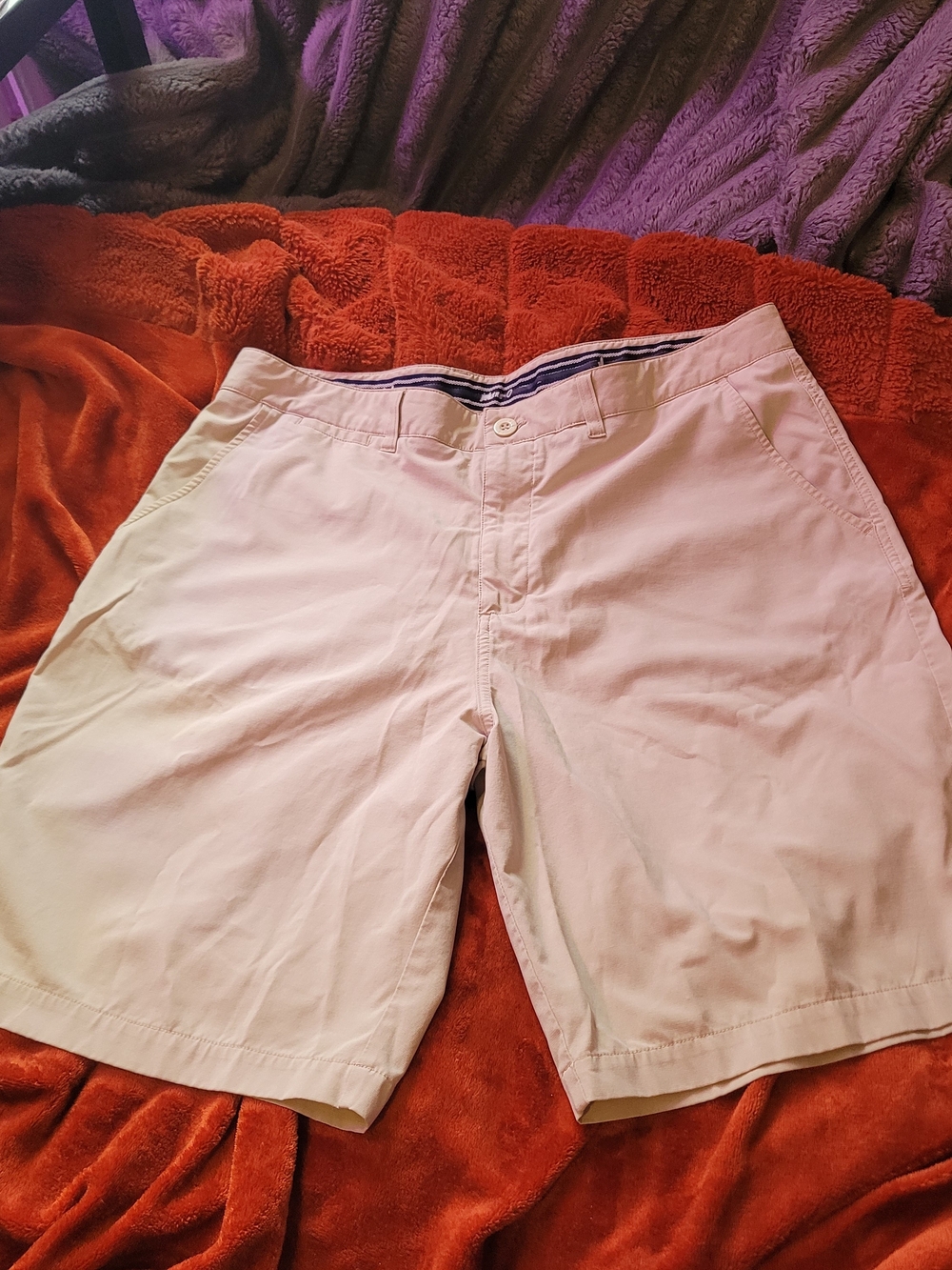Johnnie O Men's Khaki Cotton Blend Shorts Beige Golfcore Casual Relaxed City Fit